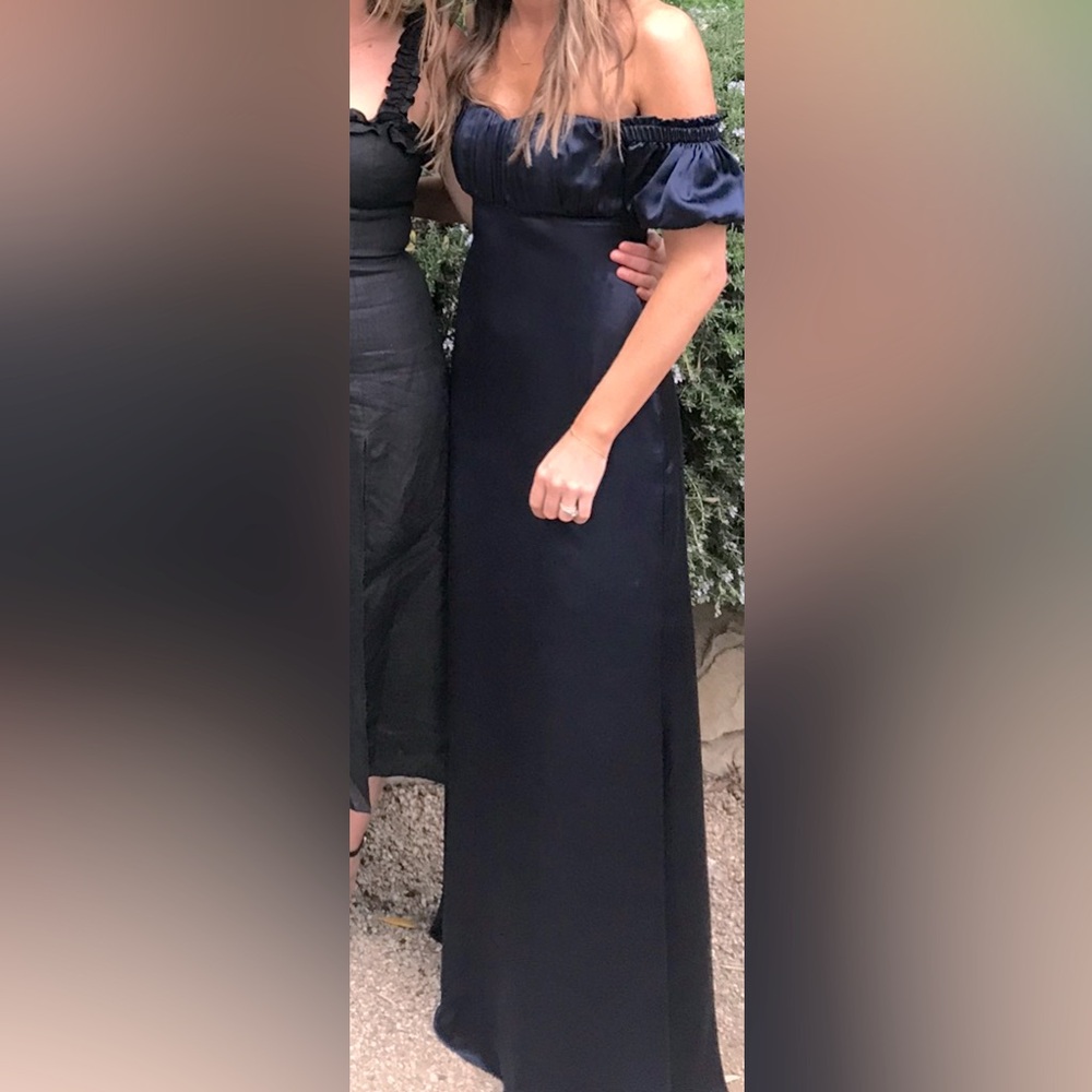 Stone Cold Fox Silk Floor Length Dress in Navy - Size 1 - Custom Made